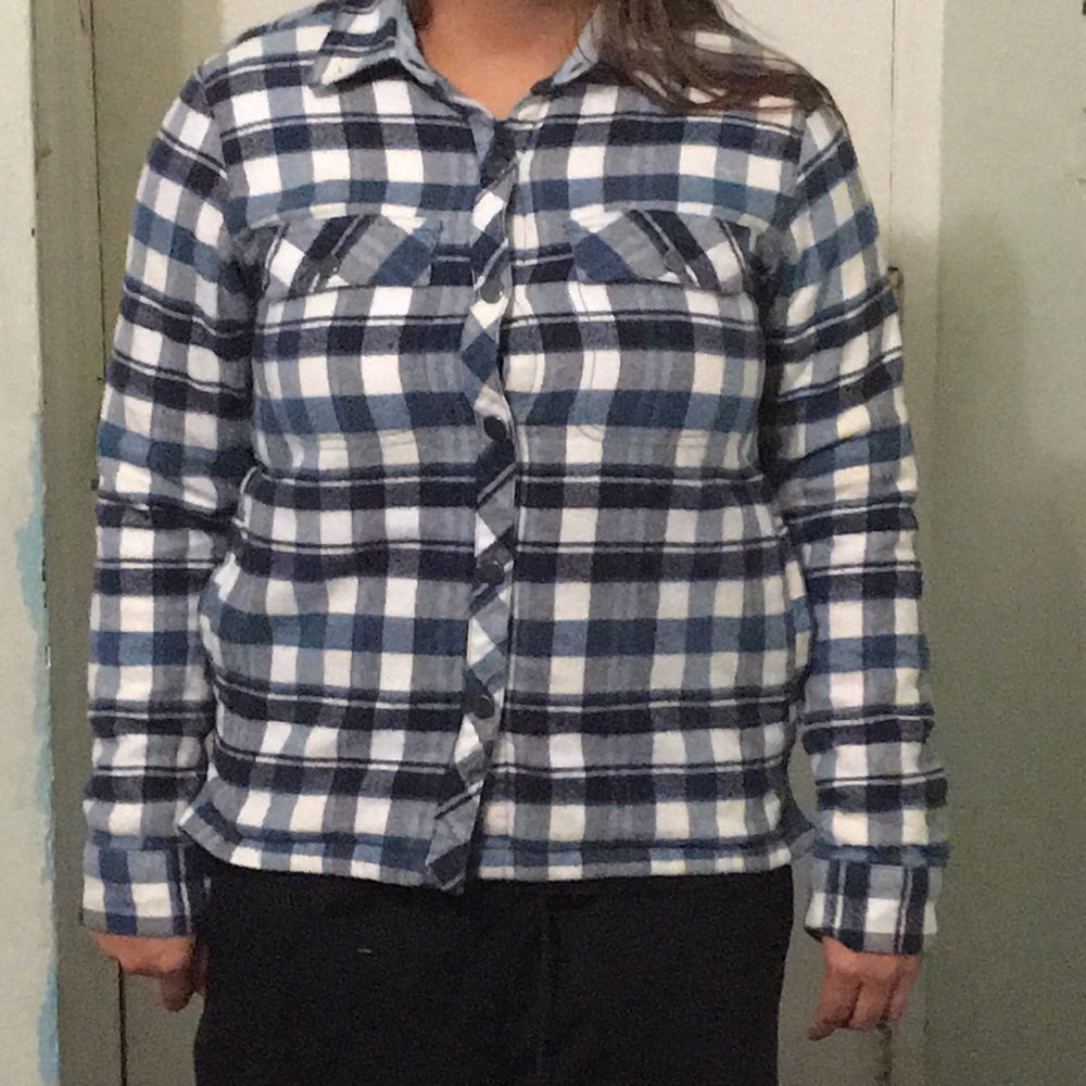 Columbia Blue and White Flannel Cardigan
